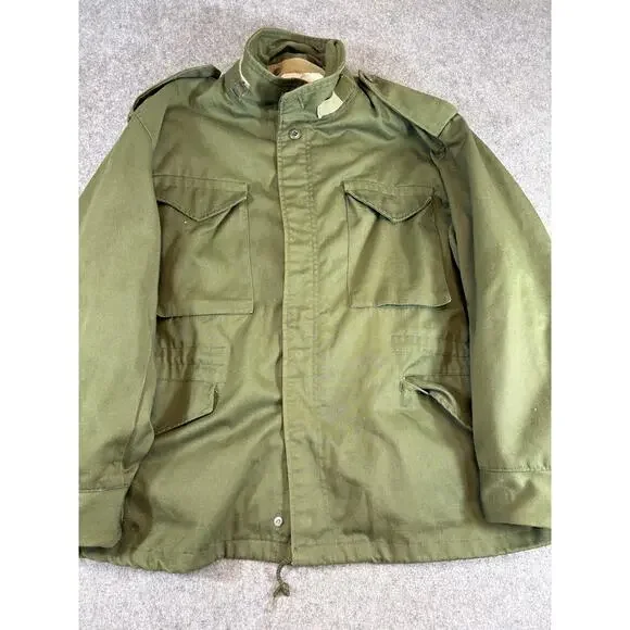 Vintage 80s US Army Military Field Jacket Mens XL Green Cold Weather Coat Combat - Picture 1 of 9